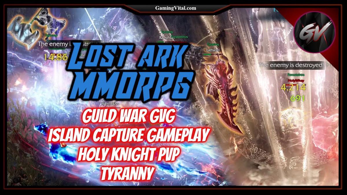 'Video thumbnail for [Lost Ark MMORPG] Guild War GVG Island Capture Gameplay - Holy Knight PVP - Tyranny - Guild VS Guild'