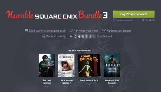 Humble Square Enix Bundle 3 Packs Tomb Raider, Final Fantasy XIV and 10+ Other Games