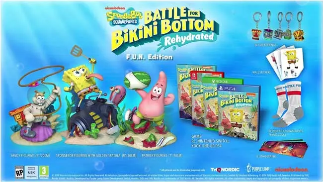 Battle for Bikini Bottom Rehydrated FUN Edition includes SpongeBob, Sandy, Patrick figurines