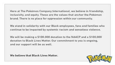 The Pokemon Company Donates $200K to Black Lives Matter, NAACP