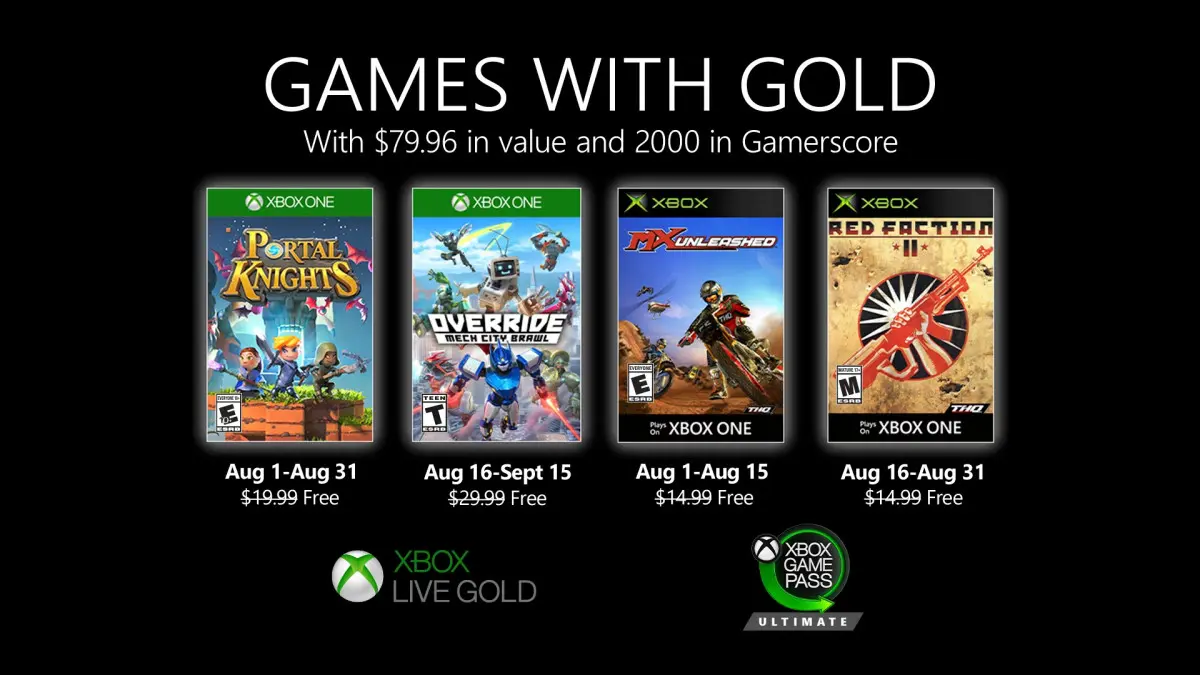Xbox Live Games with Gold August 2020 Portal Knights Red Faction II