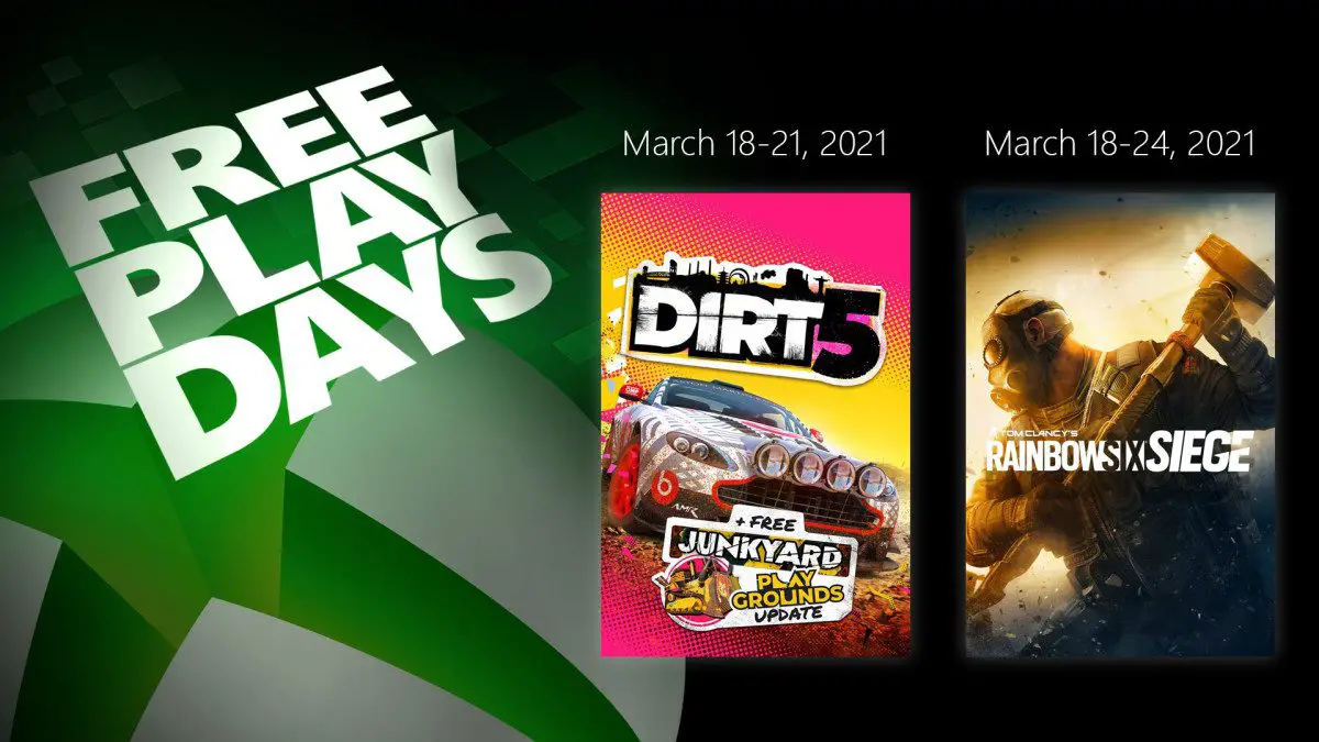 Xbox Free Play Days: Dirt 5 and Tom Clancy's Rainbow Six Siege