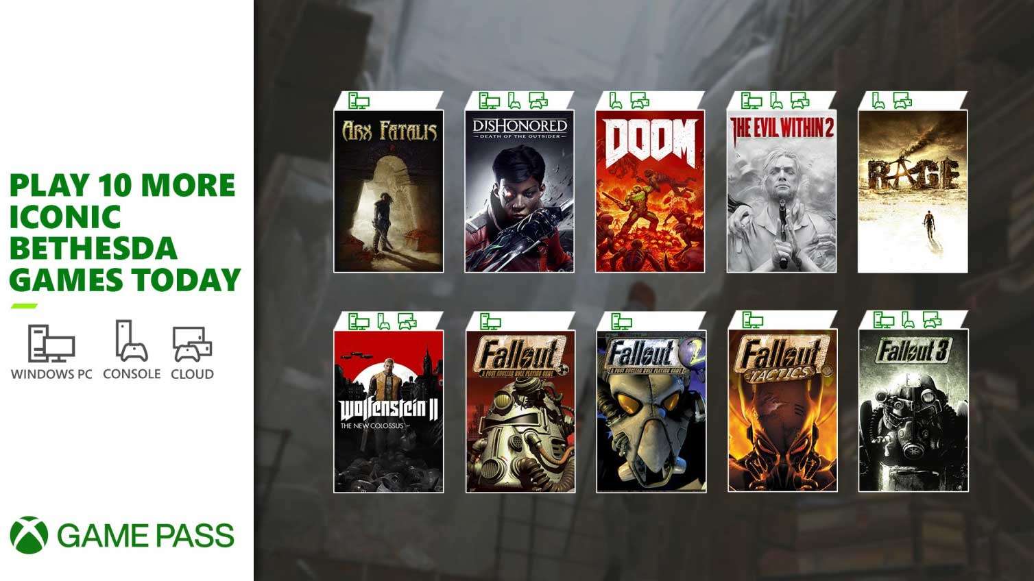 Bethesda adds 10 more games to Xbox Game Pass