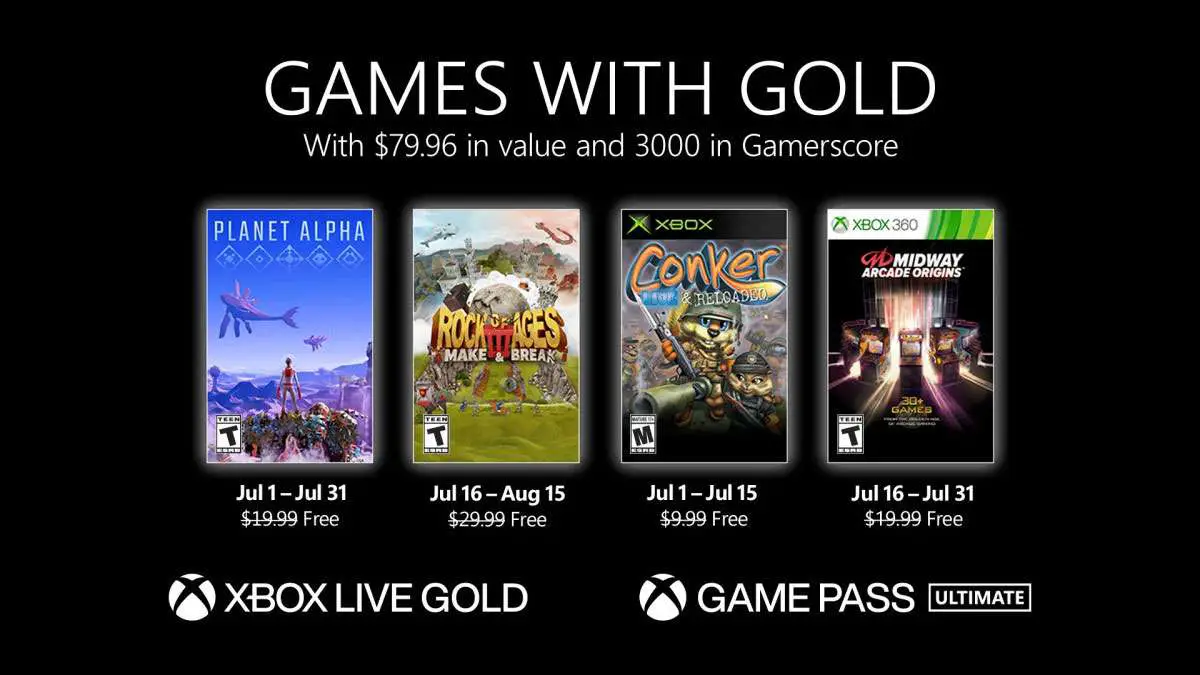 Xbox Live Games with Gold July 2021