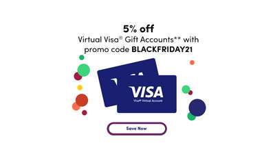 Black Friday Deal: Get 5% off Visa virtual gift cards