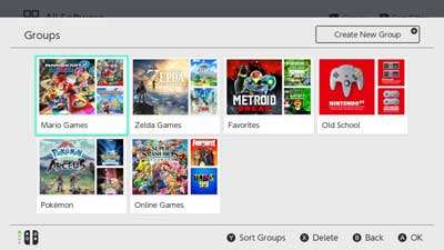 Nintendo adds group folders in Switch console update