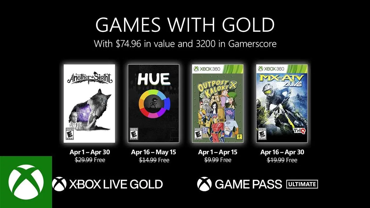 Xbox Live Games with Gold April 2022 lineup revealed