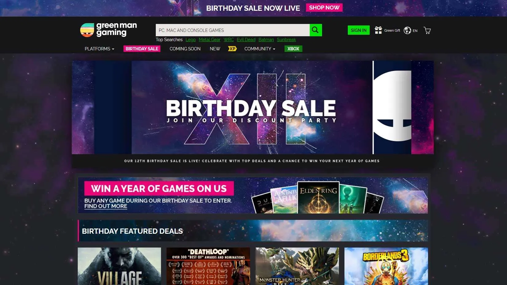 Green Man Gaming 12th Birthday Sale features over 2,000 PC games up to 90% off
