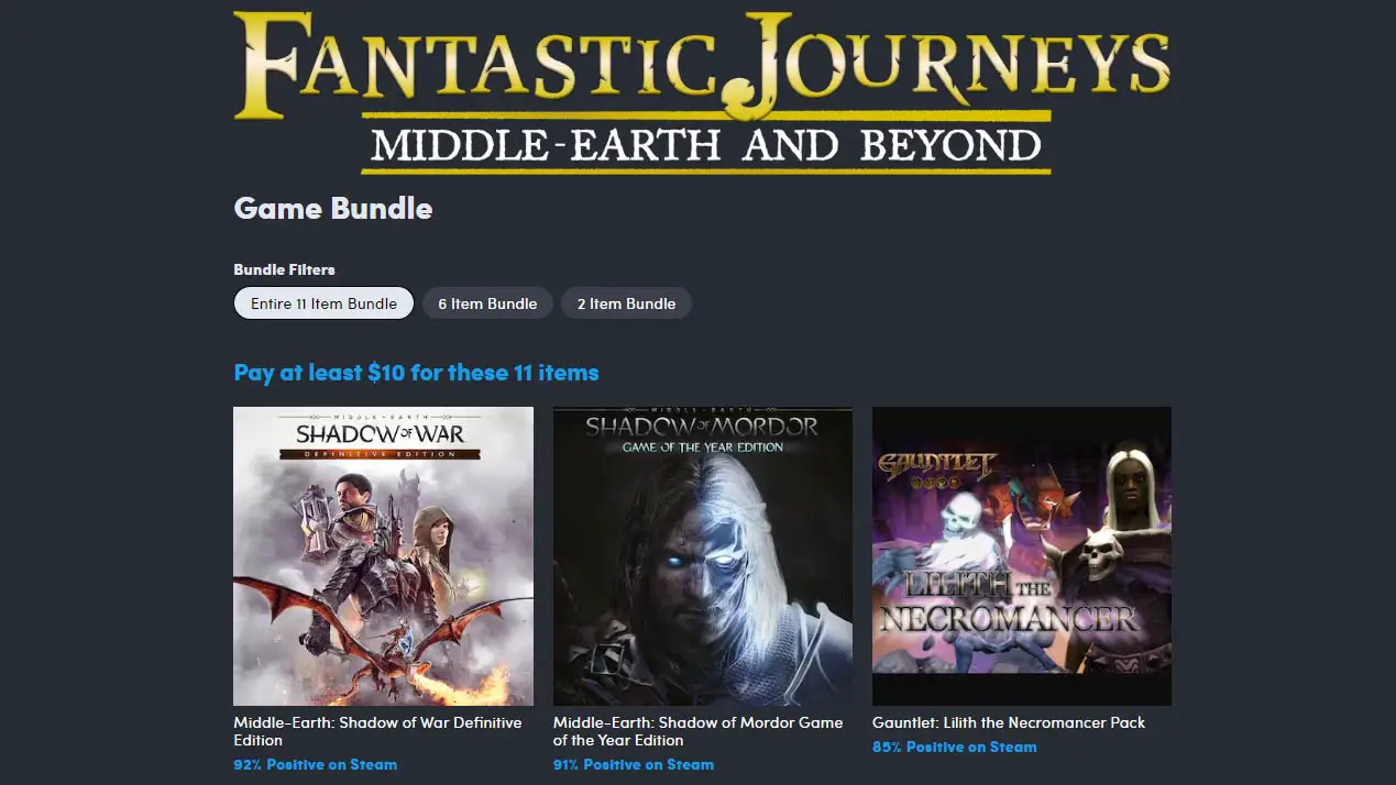 Humble Bundle packs Middle-earth: Shadow of Mordor, LEGO Harry Potter, and more