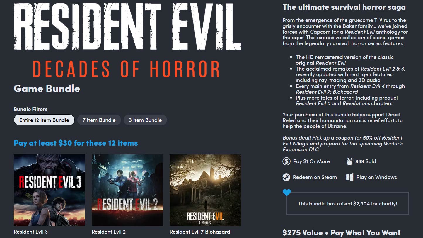 Resident Evil Humble Bundle packs 11 games