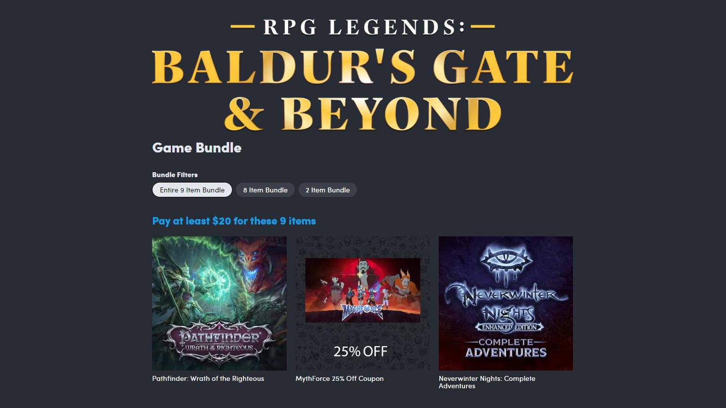 Humble RPG Legends Bundle packs Baldur's Gate, Neverwinter Nights, Icewind Dale, and more