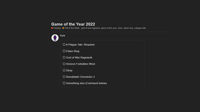 Poll of the Week: What was the Game of the Year in 2022?